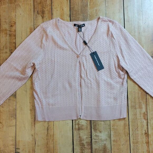Cable & Gauge Sweater Small Blush Pink New Cardigan Neutral Boho Easter Spring - Picture 2 of 8